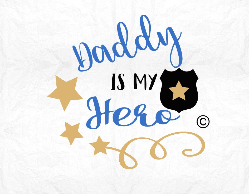 Download my daddy is my hero blue line SVG Clipart Cut Files Silhouette