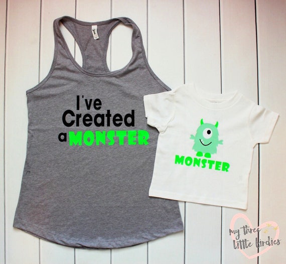 Mommy and Me Monster Shirt Set I Created a Monster Monster