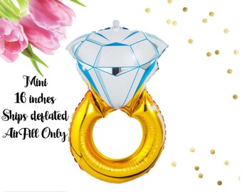 Ring Balloon(Mini 16"), Engagement Balloon, Diamond Ring Balloon, Wedding Ring Balloon, Bridal Shower, Bachelorette Party, Engagement Party