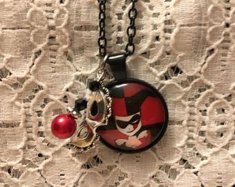 Harley Quinn Charm Necklace/Harley Quinn/Harley Quinn Jewelry/Batman Villain Necklace/Villain Necklace/DC Comic Jewelry/Villain Jewelry