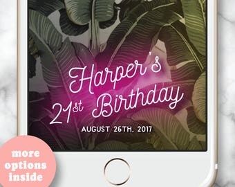 Custom Snapchat Filter, Snapchat Filter Birthday, 30th birthday for her, Birthday Geofilter, Birthday Snapchat Filter, Neon Geofilter