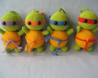 Turtle Ninja PACK Ninja turtles Charm bag Crocheted Teenage Mutant Ninja Turtles Keychain amigurumi ninja turtle collectible TMNT