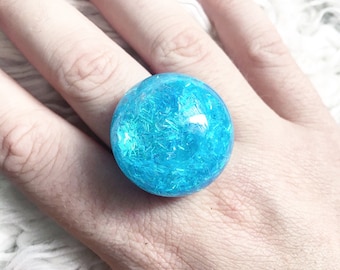 Sparkly blue bubble ring