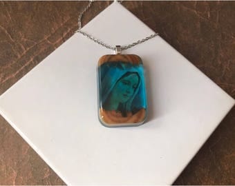 Pendant , rectangle resin , mary design