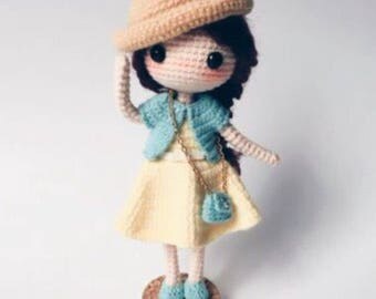 Amigurumi doll pattern, crochet doll pattern, cute little girl