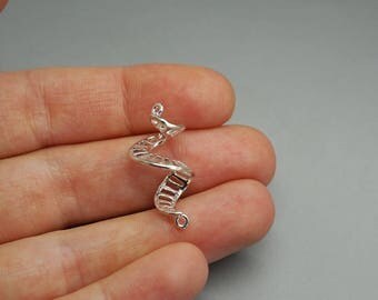 SET of 2 spiral connector charm Silver (F24)