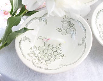 New Set of 6 Vintage Pasta Plate Soup Bowl Vintage Plate with a picture of grapes USSR unused 1980s