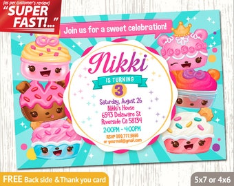 Num Noms Invitation PRINTABLE, Num Noms Birthday Invitation, Num Noms Party Invitation, Num Noms Invite, FREE Num Noms Thank You Card, v1