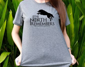 the north remembers shirt Game of Thrones shirts t-shirts Shot sleeves tumblr Unisex Adult size S/M/L/XL/2XL