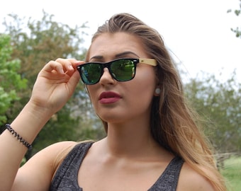 FREE SHIPPING - Daybreak Wood Wayfarers, Wooden Sunglasses, Wood Sunglasses, Bamboo Sunglasses, Wooden Eyewear, Zebra Wood Sunglasses