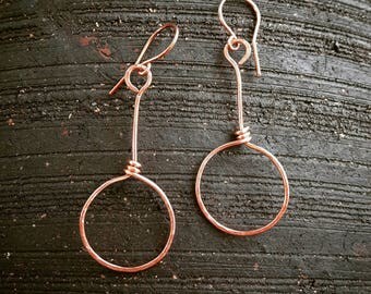 Copper Hoop Dangle Earrings