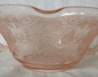Hazel Atlas Pink Florentine #2 Ruffled Edge Nut Bowl