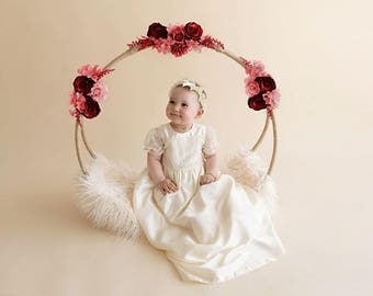 Isabella champagne lace christening gown, silk baptism gown, christening wear