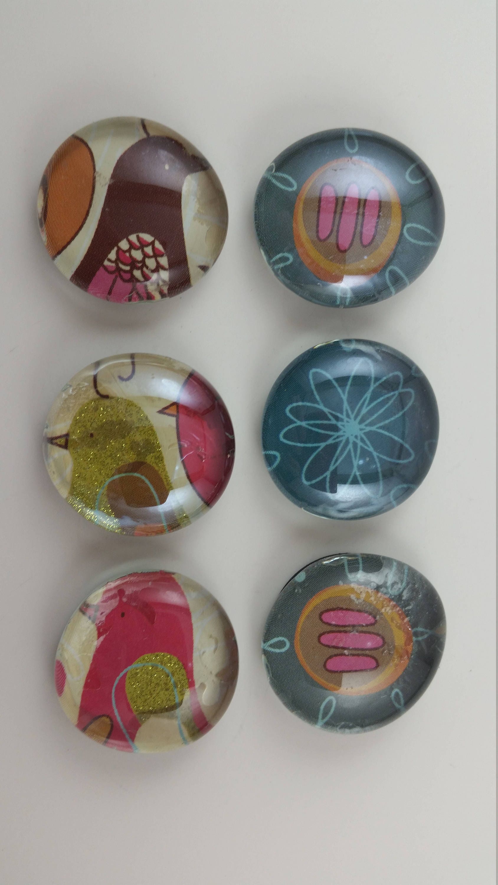 Retro Birdy 2 Decorative Set of 6 Whimsical