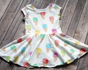 Ice Cream Dress. Toddler Dress. Little Girl Dress. Twirl Dress. Twirly Dress. Baby Dress. Baby Ice Cream Dress. Ice Cream Party. Comfy Dress