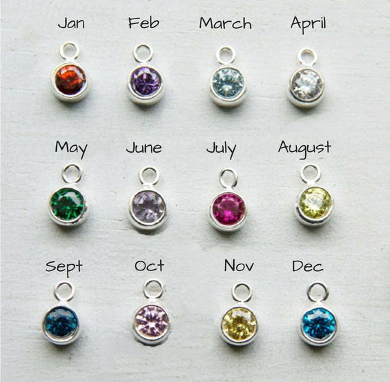 Sterling Silver Birthstone Charm Cubic Zirconia Birthstone