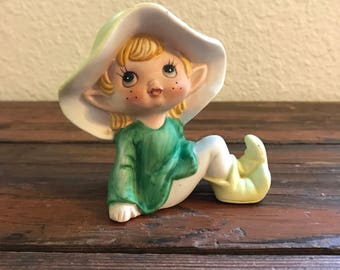 Vintage Elf / Ceramic Pixie / Made by Homco