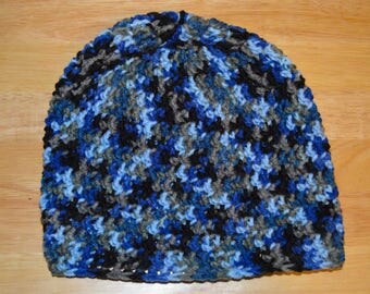 Blue Multi-Color Crochet Hat