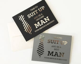 Best Man Cards, Groomsmen Cards, Will You Be My Groomsman Card, Will You Be My Best Man Card, Funny Cool Best Man Proposal Card (Set of 4)
