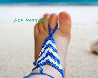 Baby stripped Crochet Barefoot Sandal Pattern, Baby Foot accessories, Boy barefoot sandals, Beach Footbands, Gladiator sandals, Photo prop