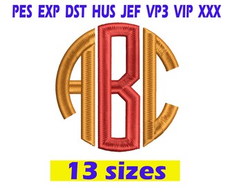Circle Monogram Embroidery Font / Circle Monogram embroidery design/ INSTANT download