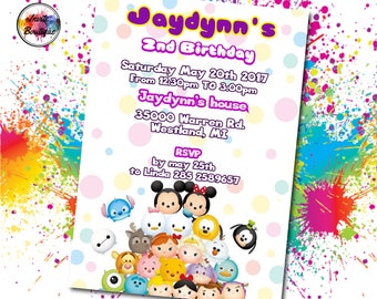 Tsum Tsum Invitation, Tsum Tsum Invite, Tsum Tsum Birthday, Tsum Tsum Party, Tsum Tsum PDF, Tsum Tsum Digital, Tsum Tsum Disney, IB 005