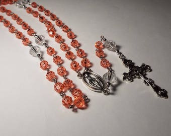 Handmade Catholic Rosary Pink Coral Prayer Beads Personalized Communuion Baptism Confirmation Christmas Easter