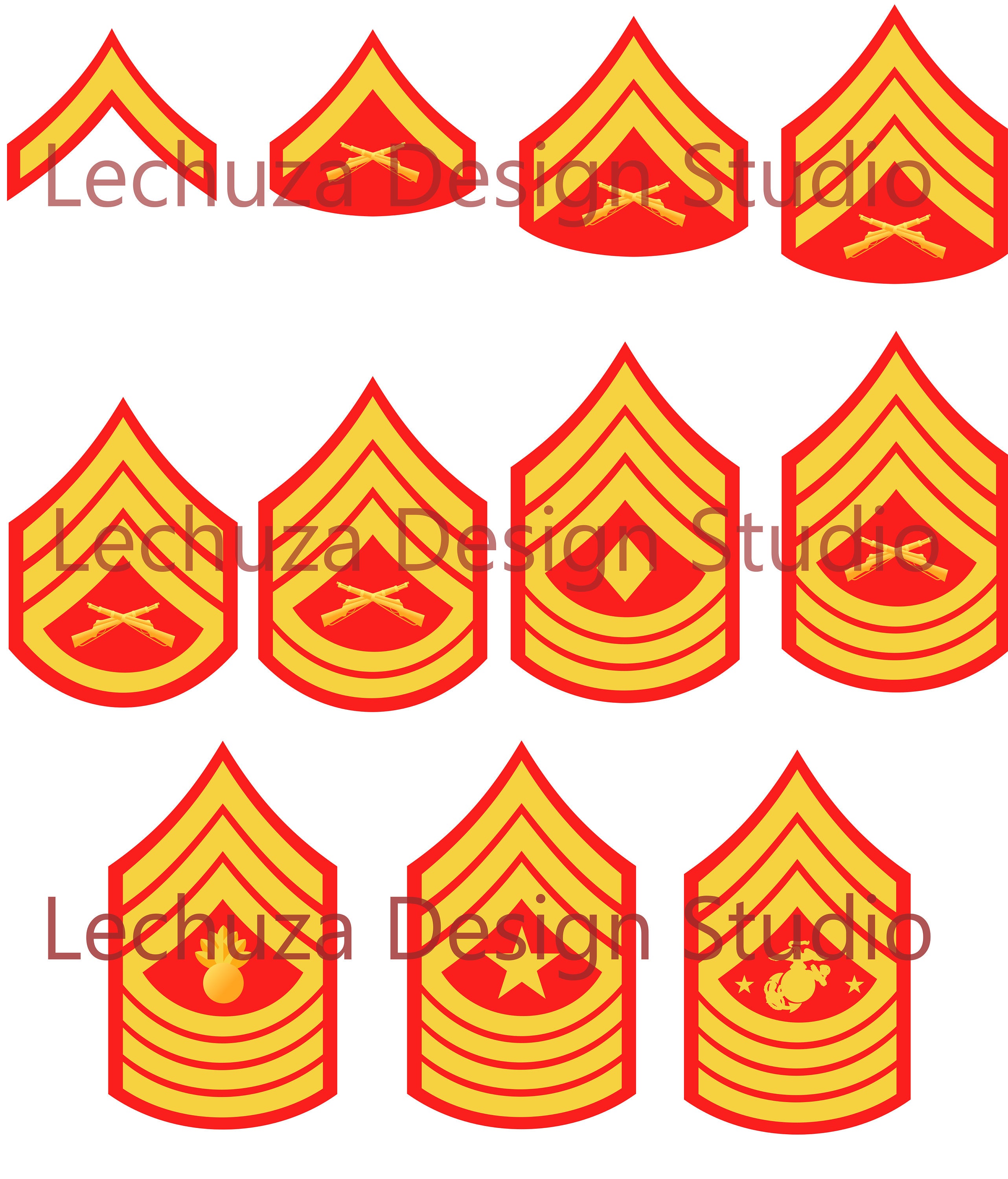 USMC Marines Enlisted Rank Stripes SVG Cutting Design Files