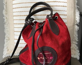 red suede crossbody bag