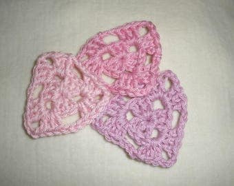 Set of (3) mini granny crochet triangles