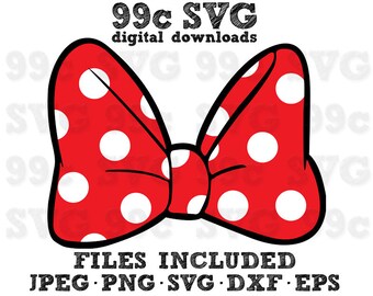 Minnie Mouse Bow SVG DXF Png Vector Cut File Cricut Design Silhouette Cameo Vinyl Decal Disney Party Stencil Template Heat Transfer Iron