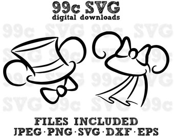 Bride Groom Mickey Minnie SVG DXF Png Vector Cut File Cricut Design Silhouette Cameo Vinyl Decal Disney Party Stencil Template Heat Transfer