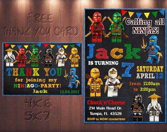 Lego Ninjago Invitation / Ninjago Party / Lego Ninjago / Ninja / Lego Invitation / Ninjago Lego / Ninja