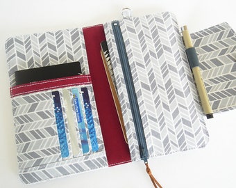 Grey Herringbone Passport Wallet, Travel Wallet, Family Passport Holder, Passport Organizer To Fit Up to Four Passports - Made To Order