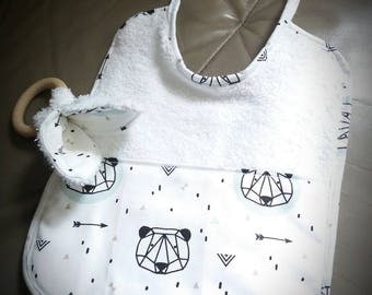 All "my white panda" bib and rattle