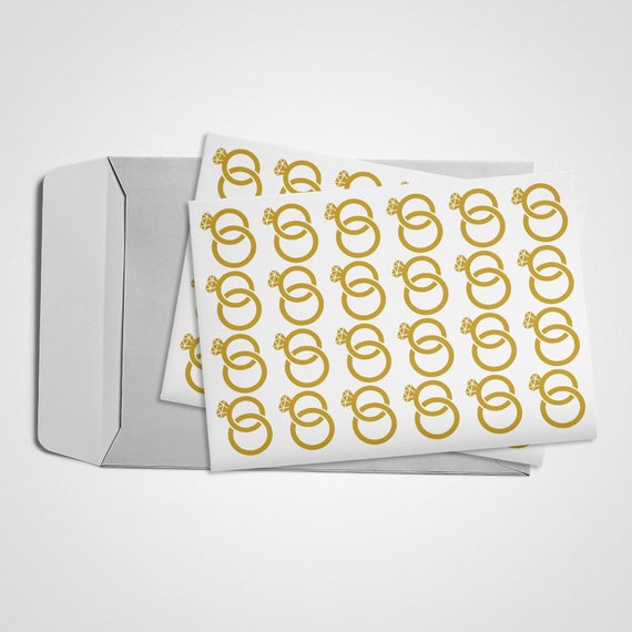 Set of vinyl stickers Wedding rings with a diamond 60 pcs.