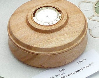 Trinket Box in Rare Native Eucalyptus, with watch timepiece inset: