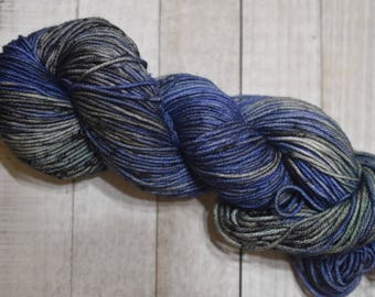 Hand-dyed, worsted weight yarn, 100% SW merino wool, 218yds, colorway *Creature*