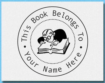 Custom THIS BOOK BELONGS Stamp, Book Stamp, Stationary Stamp, Custom Library Stamp, School Teacher Book Stamp