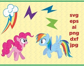 Rainbow dash SVG, My Little Pony SVG, Pinky pie SVG, My Little Pony Decoration, files for cricut & silhouette, Dxf files, Unicorn Svg