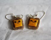 Kawaii Toast and Cheese Earrings! Polymer Clay Earrings!