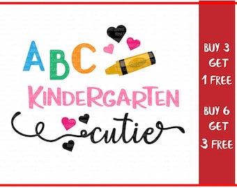 Kindergarten Cutie SVG, First Day of Kindergarten, Svg-Dxf-Png-Fcm, Cut Files For Silhouette Cameo/ Cricut, Svg Download, back to school
