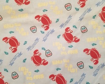 Crab, Crabby Flannel Fabric by the Yard