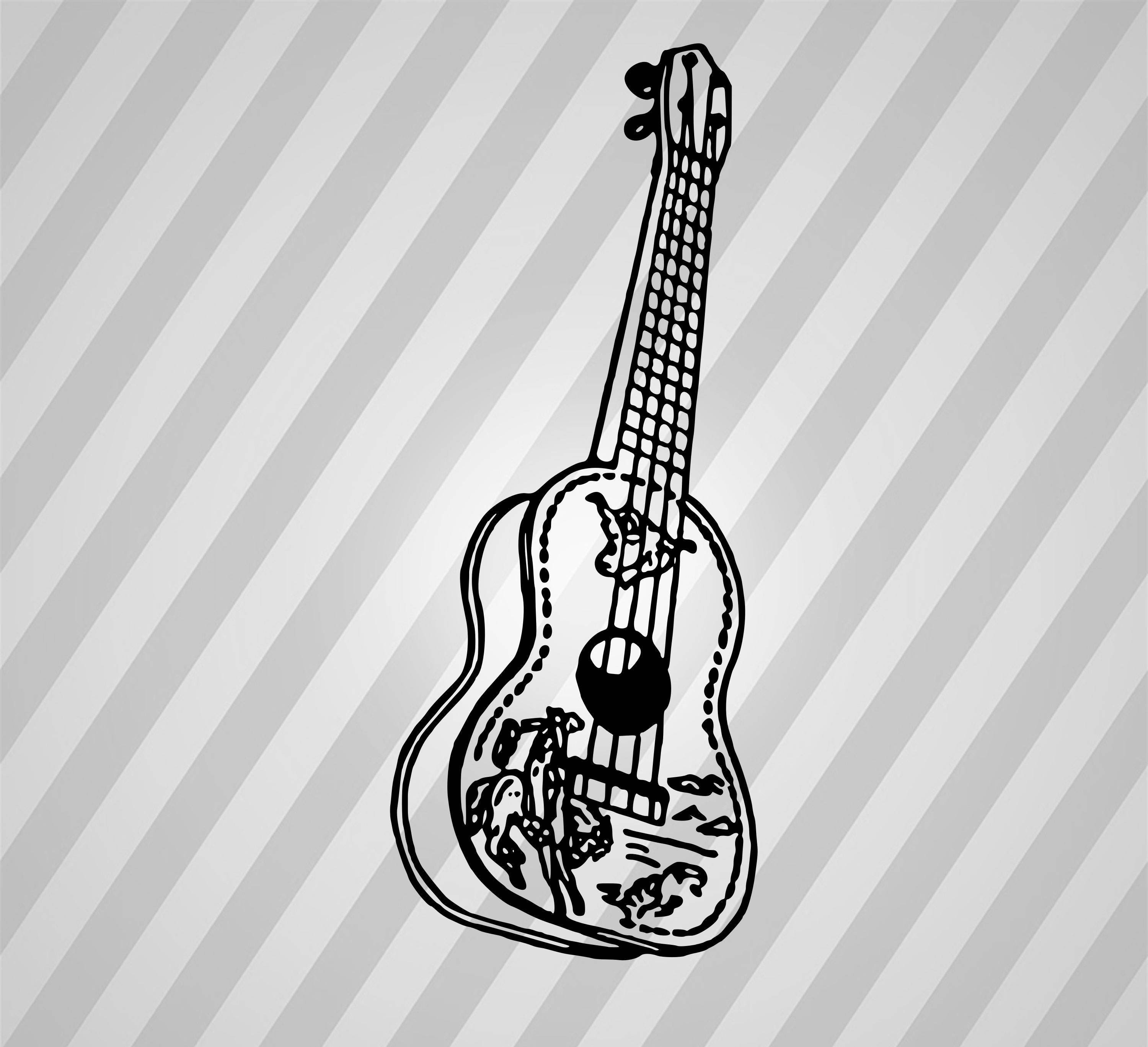Download Guitar Svg Dxf Eps Silhouette Rld RDWorks Pdf Png AI Files