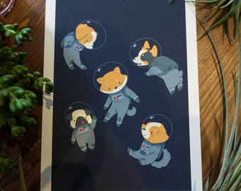 Space Dogs (A5 or A4 Glicée Print)