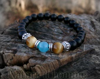Eye of cat, onyx and more Tiger eye men Bracelet: BN-049