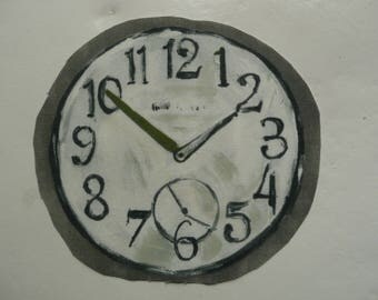 Image sewing pocket watch with numbers on a beige background
