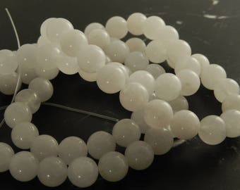 10 pearls of white and grey Jade 10mm ref 09