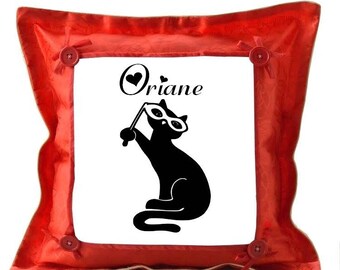 Red pillow personalized with name