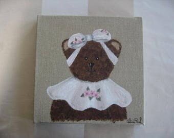 Free shipping! Clementine bear painting
